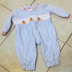 Petit Bebe Pumpkin Smocked Outfit